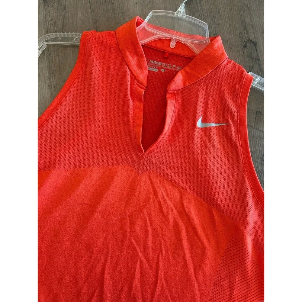 Nike Golf Womens Dri Fit Victory Polo Sleeveless Orange Size L